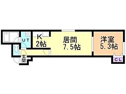 フェリシティ 1階1LDKの間取り