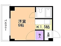 タイム15 1Kの間取図画像