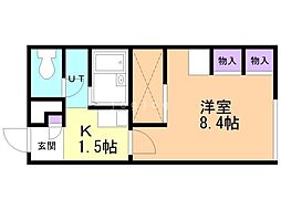 レオパレスコラール藤野 2階1Kの間取り