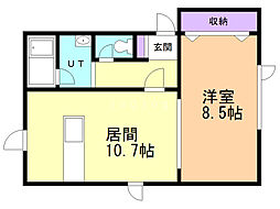 ランドマーク平岸 1LDKの間取図画像