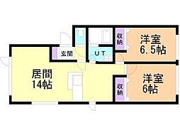 グレースファミール 2LDKの間取図画像