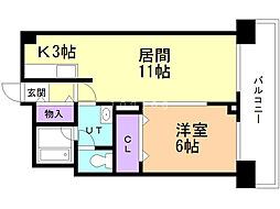 じょうてつドエル真駒内 3階1LDKの間取り