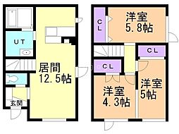 パルス緑町 1階3LDKの間取り