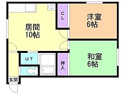 ハイツ石山 2LDKの間取図画像