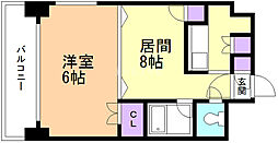 メープルリバービュー2 1DKの間取図画像