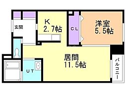 ニューコンフォート澄川 1LDKの間取図画像