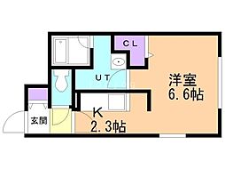 ユーファリアート 1Kの間取図画像