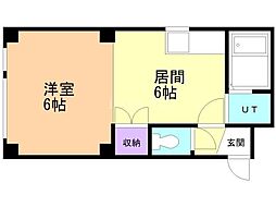 ハーベスト3 1DKの間取図画像