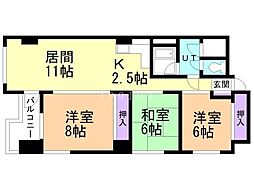 ライオンズマンション真駒内 3LDKの間取図画像