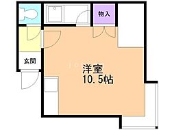 ルミエール川沿B ワンルームの間取図画像