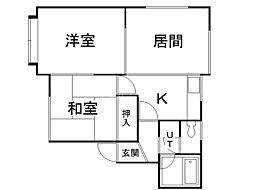 平岸3条ハイム 2DKの間取図画像
