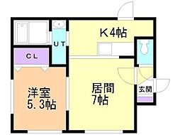 ルミエール西岡 1LDKの間取図画像