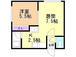 プライムハウス澄川壱番館 1LDKの間取図画像