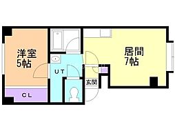 澄川2・4 1DKの間取図画像
