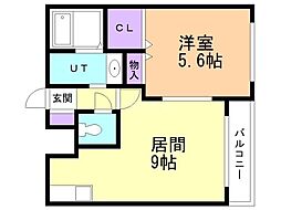 プチポアン 1LDKの間取図画像
