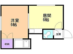 ピュアパレス 1DKの間取図画像