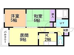 パストラル平岸 2LDKの間取図画像