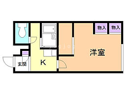 レオパレスエスペールポナール 1Kの間取図画像