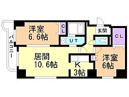 ティアラ月寒中央 2LDKの間取図画像
