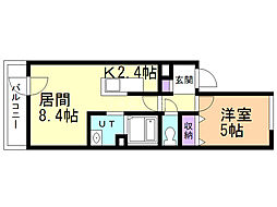 カサリアン 1LDKの間取図画像