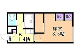 レオパレスグリンパーク 1Kの間取図画像