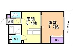 コーポウイニングヒル 1DKの間取図画像