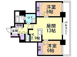 エクセランノール 2LDKの間取図画像