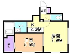 グランメール澄川 1LDKの間取図画像