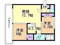 香風館壱番 2LDKの間取図画像