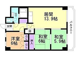 マインコーポ平岸 3LDKの間取図画像