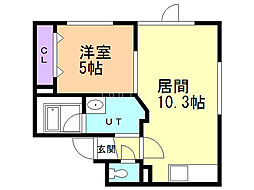 グリュックス・クレー平岸壱番館 1LDKの間取図画像