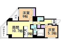 スカイアヴェニュー広和No.15 2LDKの間取図画像