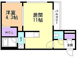 CREA中の島 1LDKの間取図画像