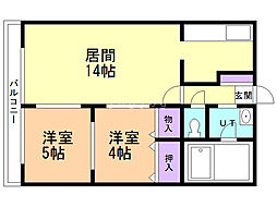 RICH中の島M 2LDKの間取図画像