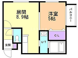 カハラ澄川 1LDKの間取図画像