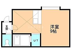 メルヘン平岸壱番館 ワンルームの間取図画像