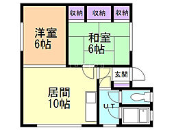 岩崎マンション 2LDKの間取図画像