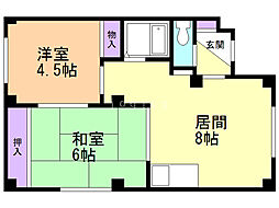 アルコンハイツ 2LDKの間取図画像