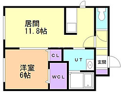 バーニーズクレール 1LDKの間取図画像