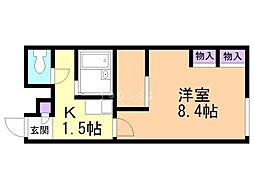 レオパレスリベェール1 1Kの間取図画像