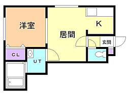 エスポワール福住 1LDKの間取図画像