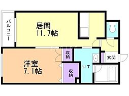 第8森宅建豊平ビル 1LDKの間取図画像
