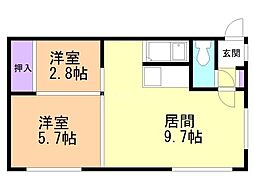 コーポひろた 2LDKの間取図画像