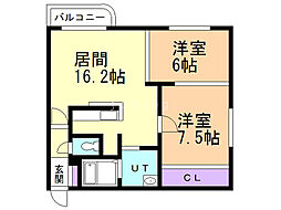 メルシメゾン 2LDKの間取図画像