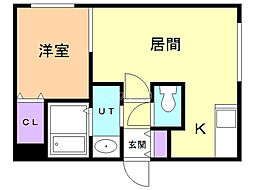 カルディーノ澄川 1LDKの間取図画像