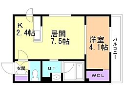 札幌市豊平区豊平六条10丁目マンション 1LDKの間取図画像