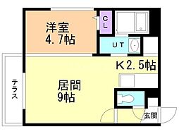 札幌市豊平区中の島一条2丁目マンション 1LDKの間取図画像