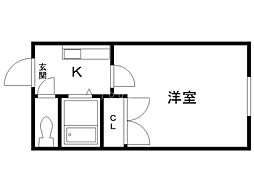リバーサイド三和C 1Kの間取図画像