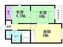 宮北西岡ビル 2DKの間取図画像