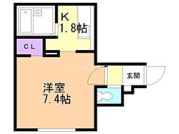 マンサーナ美園 1Kの間取図画像